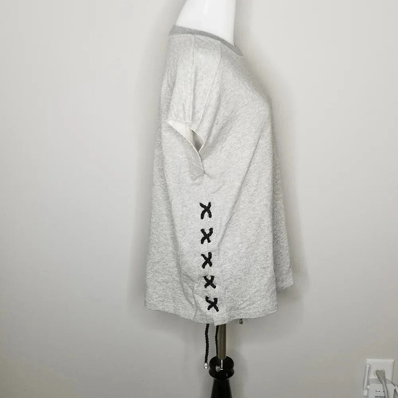 NWT Black Orchid Gray Sleeveless Lace Up Detail Sweatshirt S - Picture 3 of 6